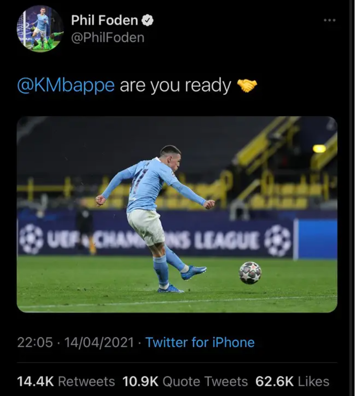 Phil Foden sa thải đội ngũ truyền th&ocirc;ng v&igrave; d&aacute;m 'c&agrave; khịa' Mbappe - Ảnh 1