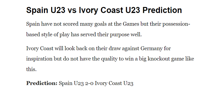 Dự đoán U23 Tây Ban Nha vs U23 Bờ biển Nga (15h 31/7) bởi chuyên gia Sachin Bhat - Ảnh 1