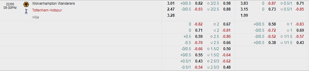 Tỷ lệ kèo nhà cái Wolves vs Tottenham tối nay, 20h ngày 22/8 - Ảnh 1