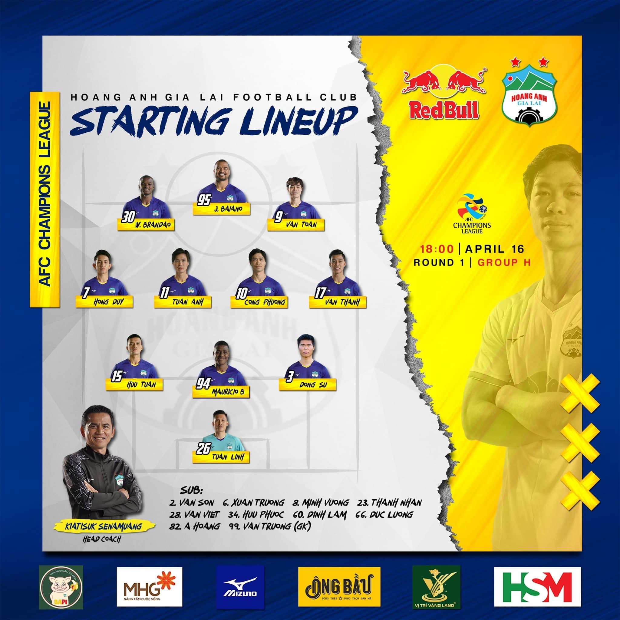 Đội h&igrave;nh ra s&acirc;n ch&iacute;nh thức HAGL vs Yokohama, 18h ng&agrave;y 16/4 (cập nhật) - Ảnh 1