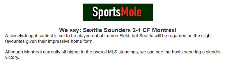 Oliver Thomas dự đoán Seattle Sounders vs Montreal, 9h07 ngày 30/6 - Ảnh 1