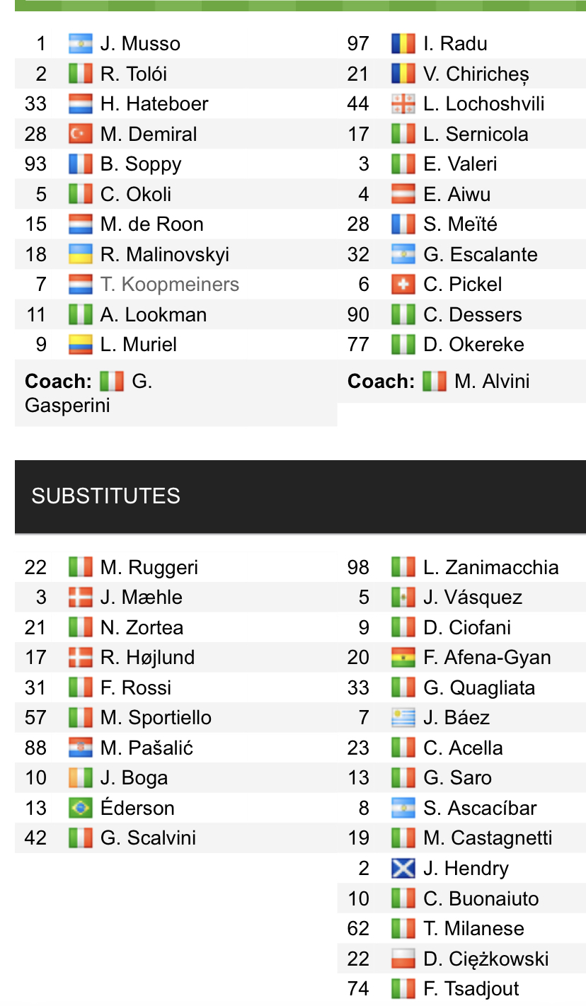 Đội hình ra sân chính thức Atalanta vs Cremonese, 17h30 ngày 11/9 (cập nhật) - Ảnh 1