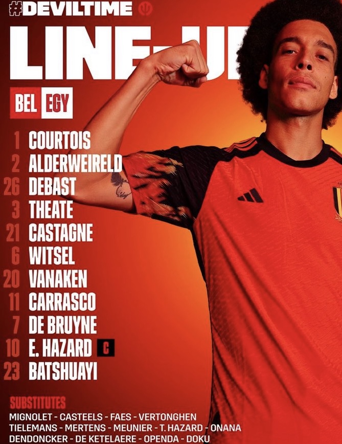 Đội hình ra sân chính thức Bỉ vs Ai Cập, 22h ngày 18/11 - Ảnh 1