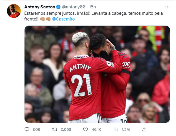 Casemiro bị oan, Antony gửi th&ocirc;ng điệp khiến CĐV Man United x&uacute;c động - Ảnh 2