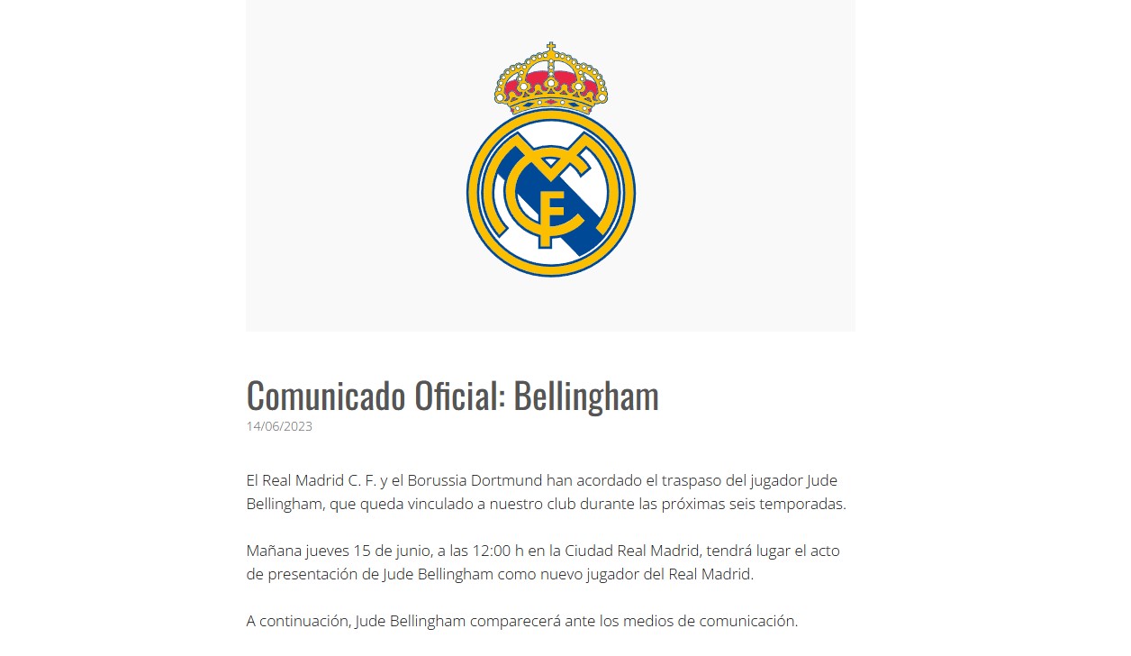 CH&Iacute;NH THỨC: Real Madrid k&iacute;ch hoạt bom tấn Jude Bellingham  - Ảnh 1
