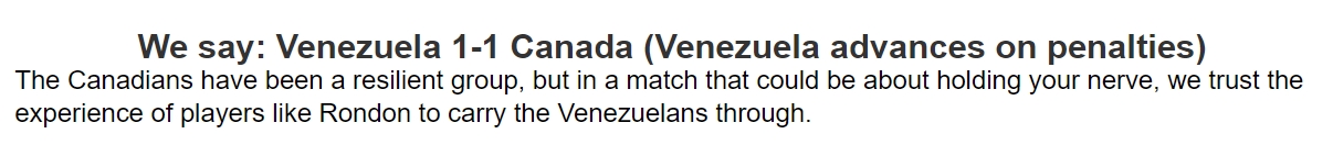 Chuy&ecirc;n gia dự đo&aacute;n Venezuela vs Canada, 8h00 ng&agrave;y 6/7 - Ảnh 1