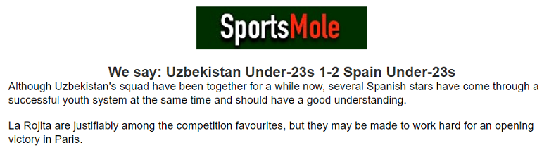 Chuy&ecirc;n gia dự đo&aacute;n U23 Uzbekistan vs U23 T&acirc;y Ban Nha, 20h00 ng&agrave;y 24/7 - Ảnh 1