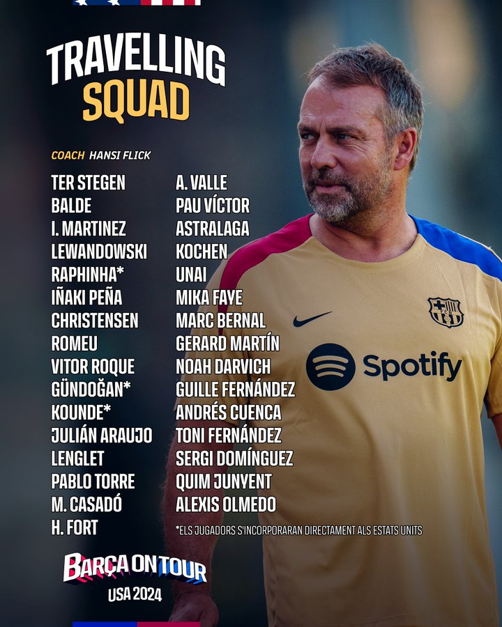 Barcelona c&ocirc;ng bố danh s&aacute;ch du đấu H&egrave; 2024: Thiếu nhiều trụ cột - Ảnh 1