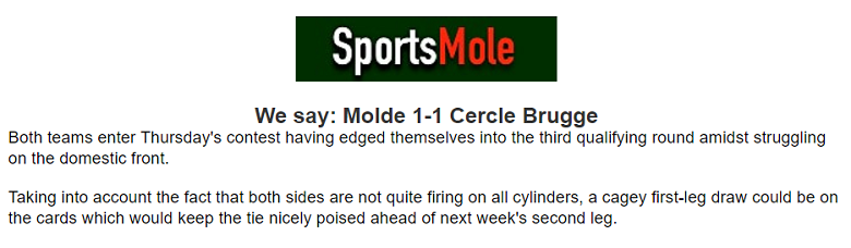 Chuy&ecirc;n gia dự đo&aacute;n Molde vs Cercle Brugge, 00h00 ng&agrave;y 9/8 - Ảnh 1