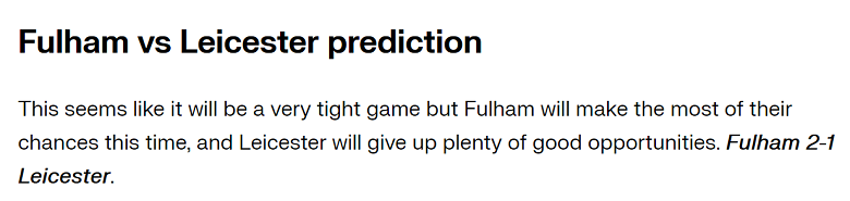 Chuy&ecirc;n gia dự đo&aacute;n Fulham vs Leicester City, 21h00 ng&agrave;y 24/8 - Ảnh 1