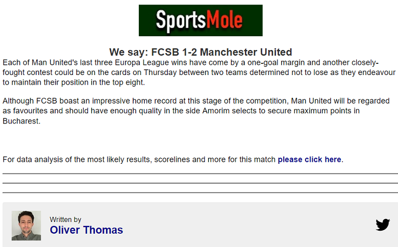 Chuy&ecirc;n gia dự đo&aacute;n FCSB vs MU, 03h00 ng&agrave;y 31/1 - Ảnh 1