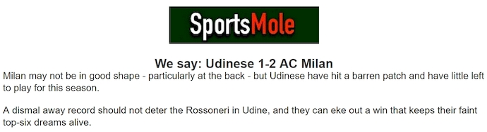 Chuyên gia Tony Ansell dự đoán Udinese vs AC Milan, 1h45 ngày 12/4 - Ảnh 1