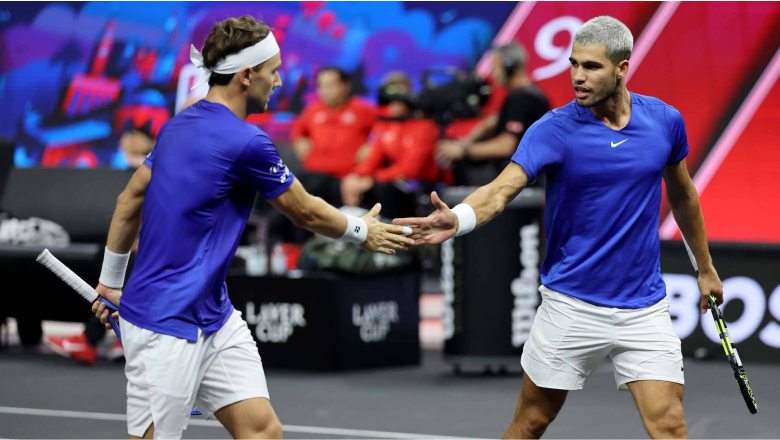 Alcaraz thắng cả 2 trận đơn nam và đôi nam, đội châu Âu níu giữ hy vọng tại Laver Cup - Ảnh 1