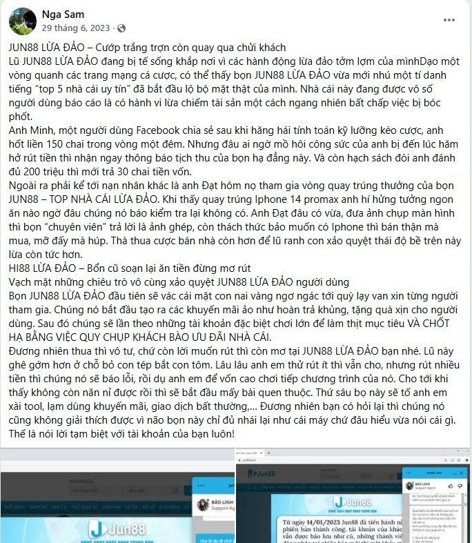 jun88 bị b&oacute;c phốt