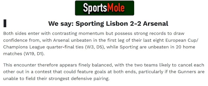 Chuy&ecirc;n gia Tony Ansell dự đo&aacute;n Sporting vs Arsenal, 2h00 ng&agrave;y 8/4 - Ảnh 1