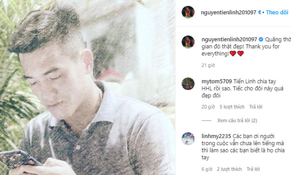 Tiến Linh chia tay người yêu sau 3 tháng bên nhau