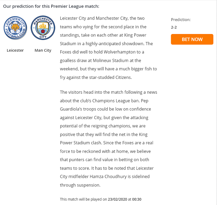 Leicester vs Man City (0h30 23/2): Cưa điểm? Leicester vs Man City (0h30 23/2): Cưa điểm?