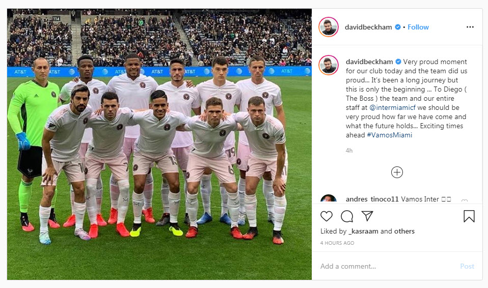 David Beckham mừng ra mặt dù đội bóng con cưng thua trận