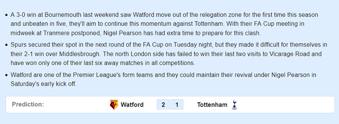 Watford vs Tottenham (19h30 18/1): Sức nhàn thắng sức mỏi?