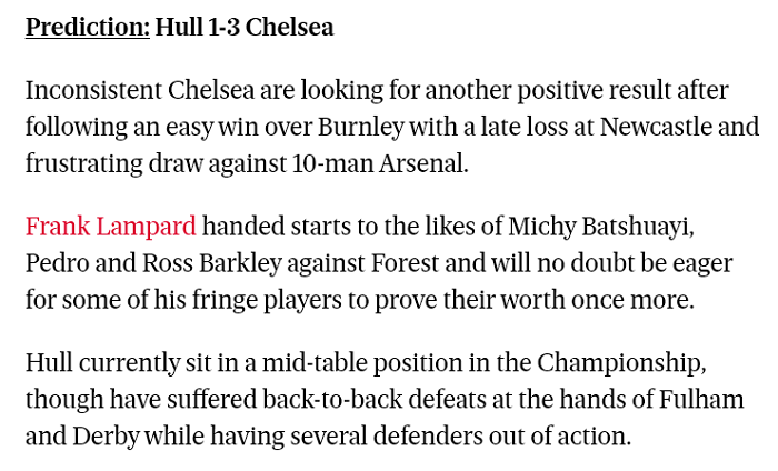 Hull vs Chelsea (0h30 26/1): The Blues thẳng tiến? Hull vs Chelsea (0h30 26/1): The Blues thẳng tiến?