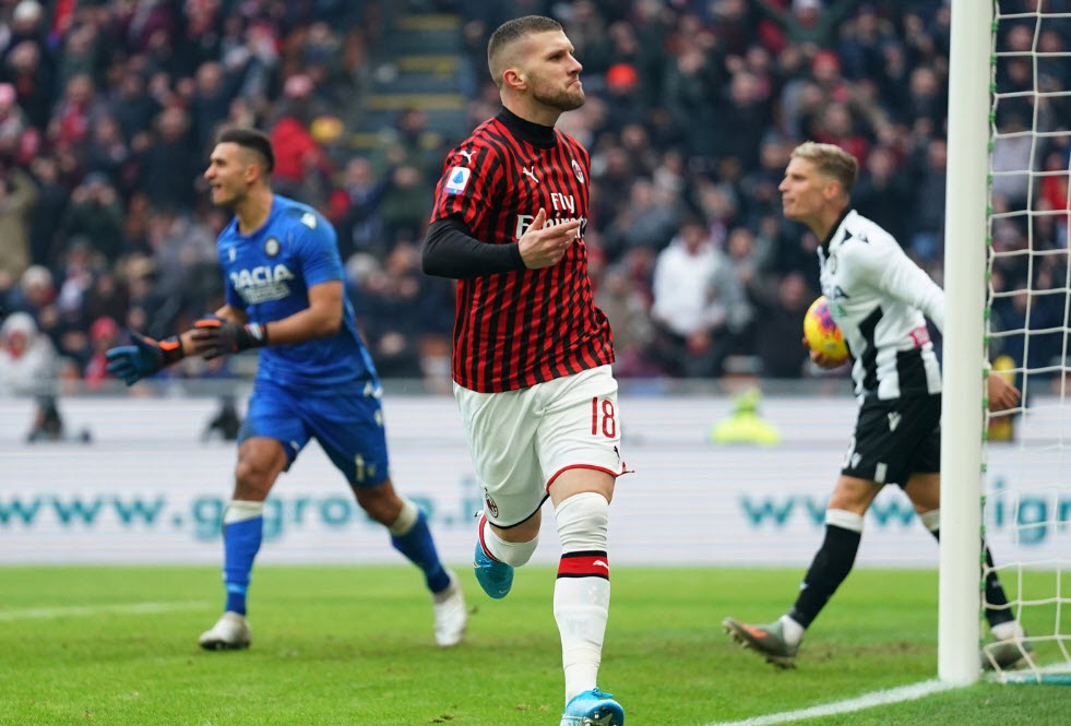 AC Milan 3-2 Udinese: Rebic lập cú đúp, Milan ngược dòng thành công